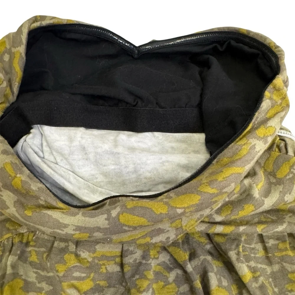 VS Bra Tops Green Leopard Print Dress Size Small Shelf Bra Gathered Under Bust - Picture 6 of 10